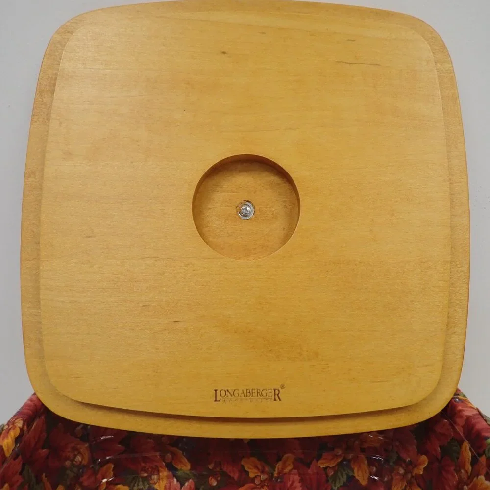 Vintage 1997 Shades of Autumn Longaberger Basket With Lid Red Fall Leaves Square
